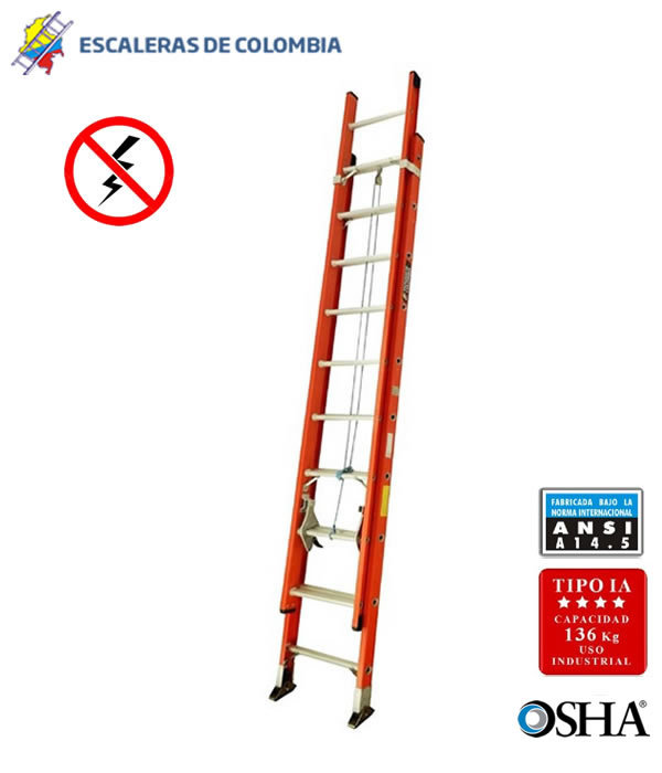 Escalera de Extensión Fibra de Vidrio Industrial