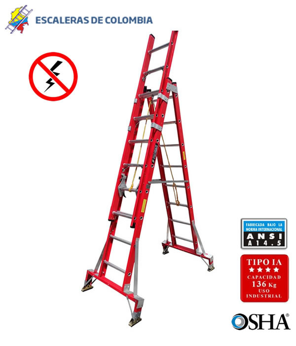 Escalera Tipo Caballete en Fibra de Vidrio