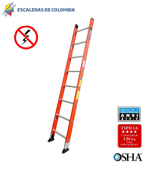 Escalera Sencilla en Fibra de Vidrio Industrial