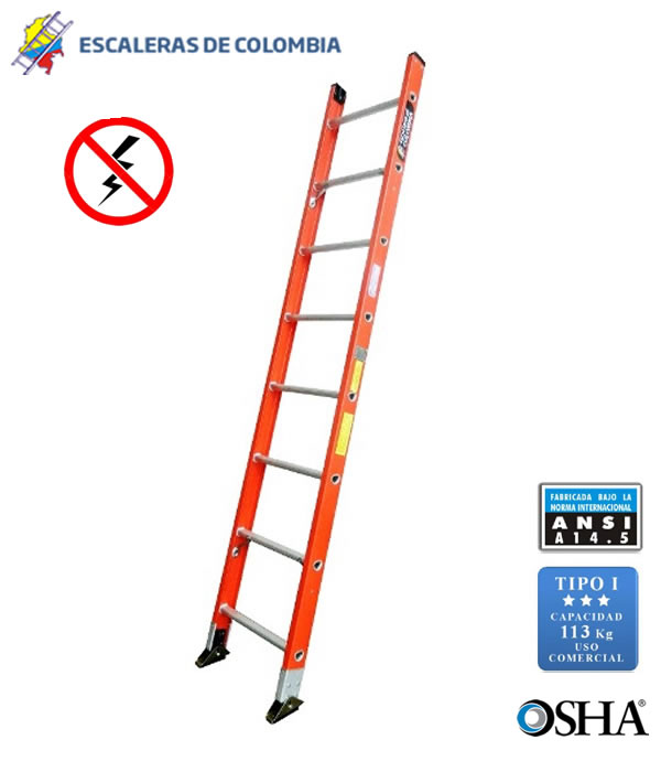 Escalera Sencilla en Fibra de Vidrio Comercial