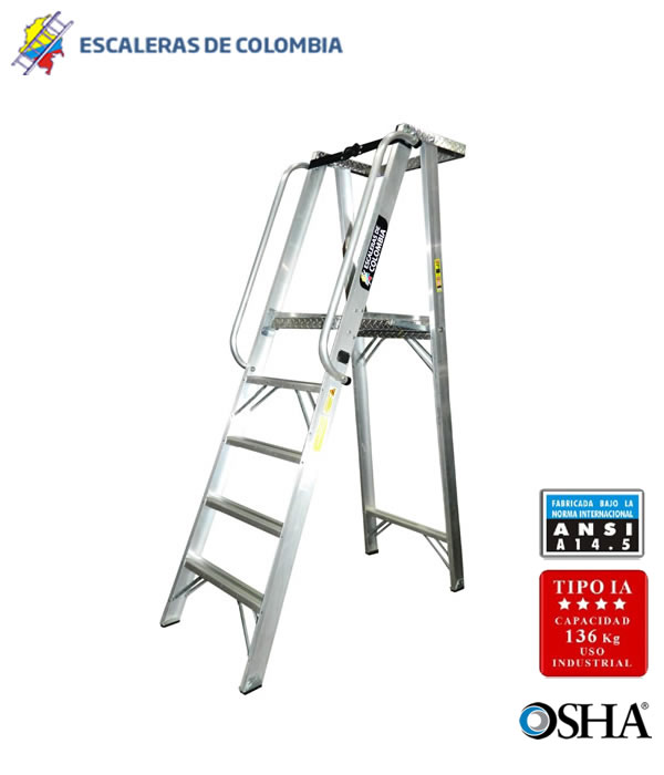 Escalera Tijera con Plataforma Industrial