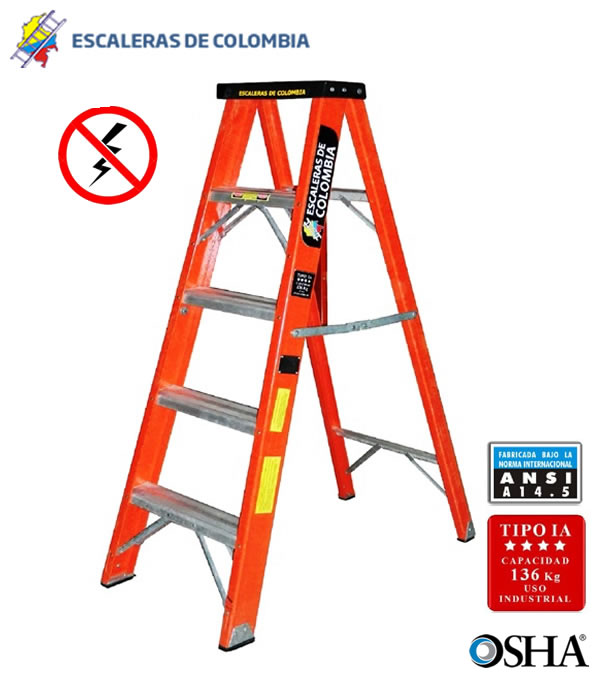 Escalera Tijera en Fibra de Vidrio Industrial