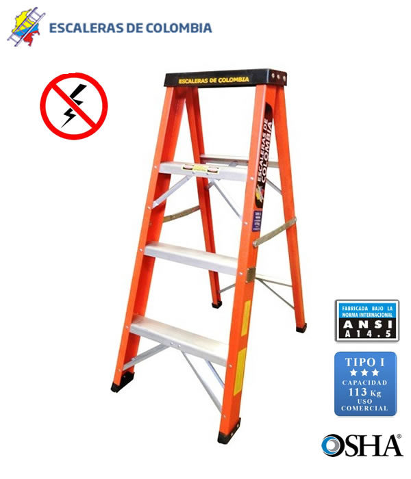 Escalera Tijera en Fibra de Vidrio Comercial